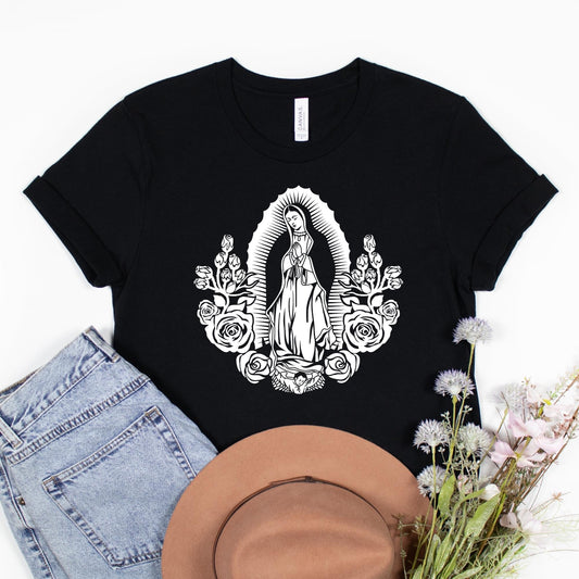 Virgen Maria Rosas wht